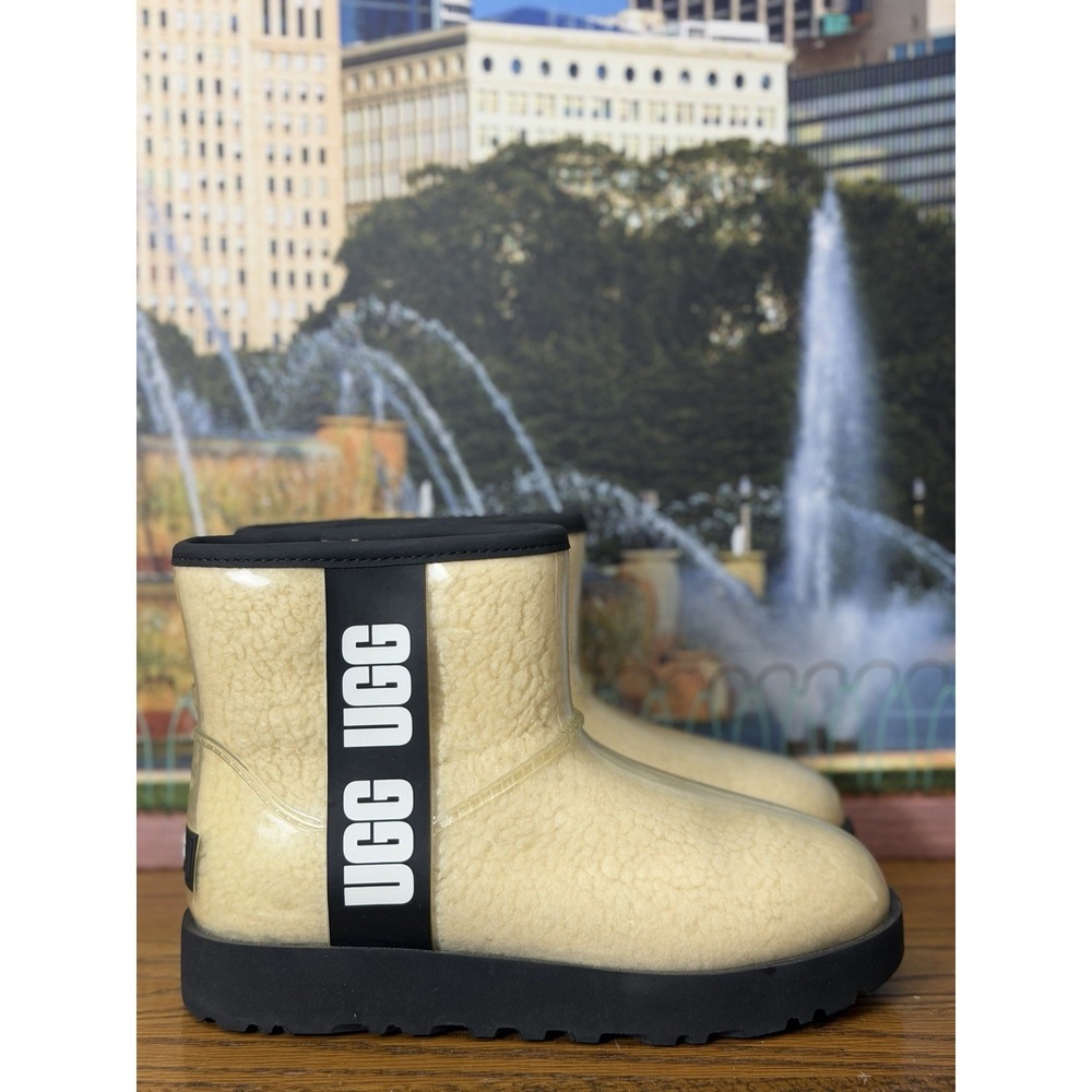 UGG Women's Classic Clear Mini Ankle Boots Cream Clear Size 5 MSRP $160 1113190